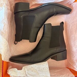 Black Leather Chelsea Ankle Boots